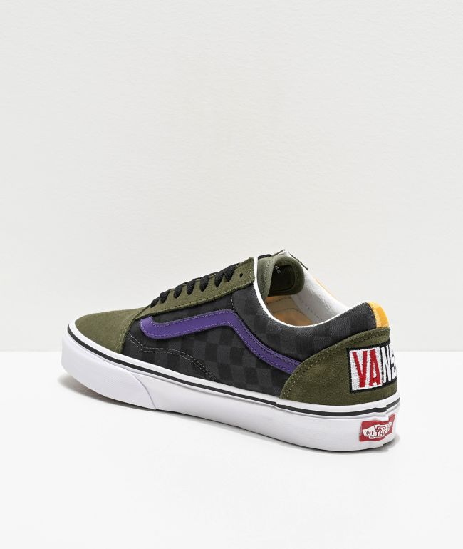 purple and green checkered vans